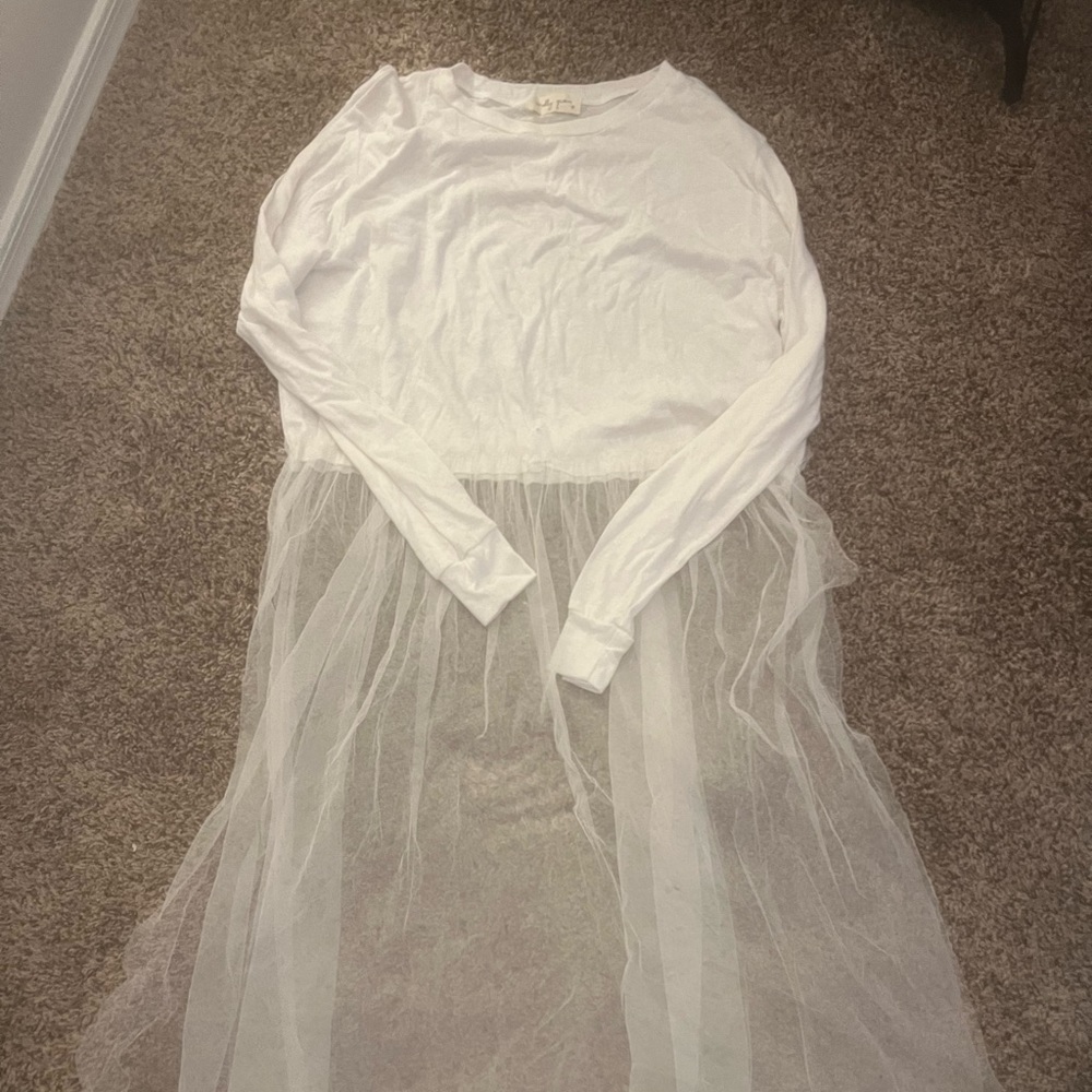 white long sleeve tule shirt dress Long Sleeve. Free people like. Boutique shirt